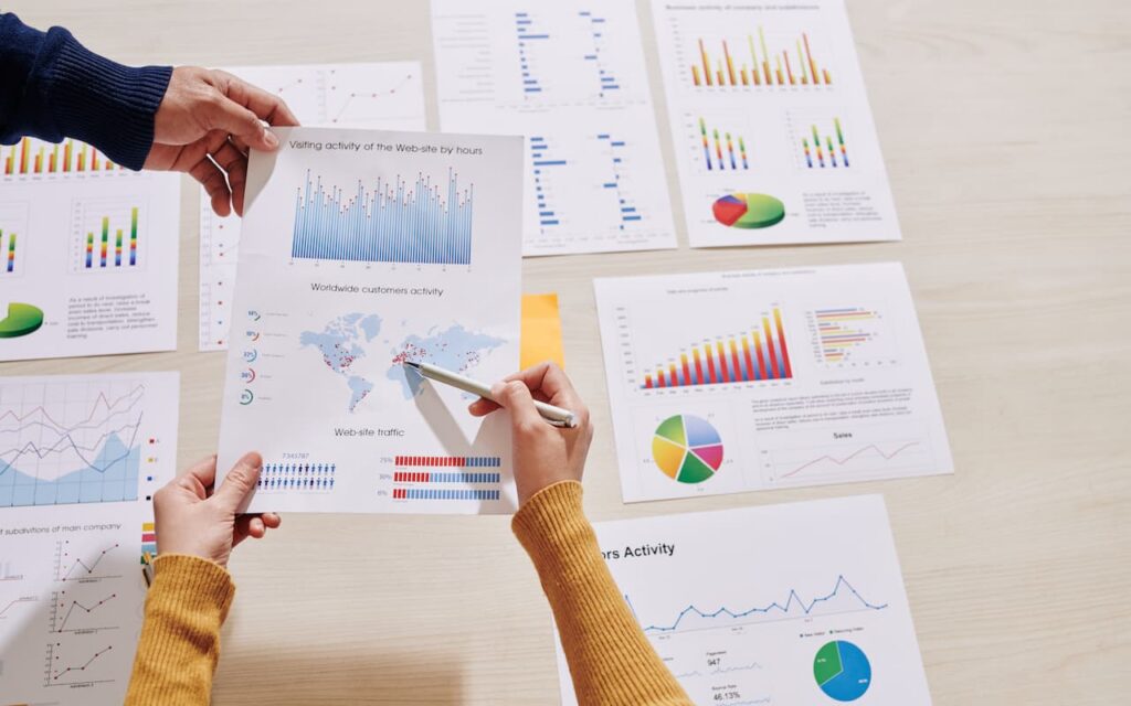 Marketing team analyzing customer data